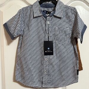 Ben Sherman Blue and White Patterned Shirt and Short Set 4T NWT